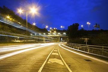 Image showing Modern Urban City with Freeway Traffic at Night,