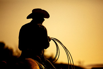 Image showing rodeo cowboy silhouette