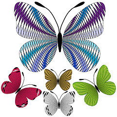 Image showing Set abstract mosaic butterflies