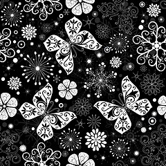 Image showing Seamless black-white christmas graphic pattern