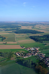 Image showing Aerial view of french village countryside