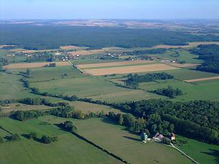 Image showing Aerial view of french countryside north Yonne