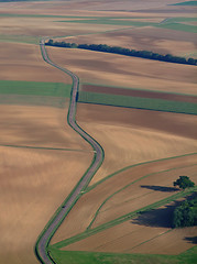 Image showing Aerial view of countryside road Champagne Ardennes region