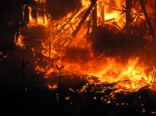 Image showing Big flames on the square