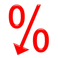 Image showing 3d percent symbol with arrow directed down