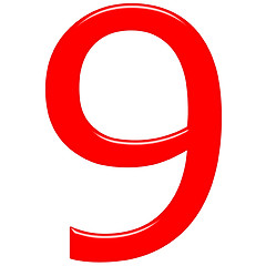 Image showing 3D Red Number 9