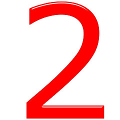 Image showing 3D Red Number 2