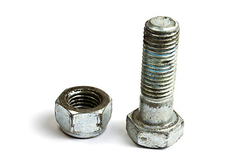 Image showing Nut and bolt isolated on white