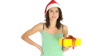 Image showing Girl holding christmas present