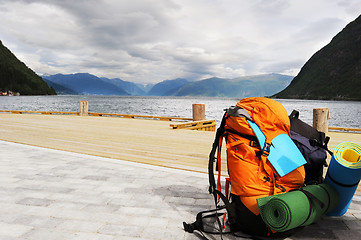 Image showing Tourists backpack