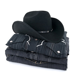 Image showing Black cowboy hat and clothes