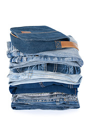 Image showing Blue denim clothes and bag