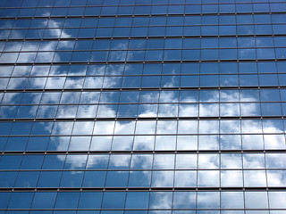 Image showing Glass wall with the reflection of sky