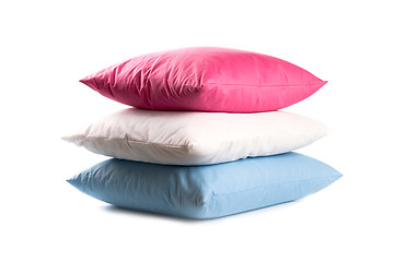 Image showing pink, white and blue pillows