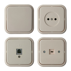 Image showing Four wall mounted electrical plates