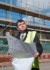 Image showing Confident architect or engineer on construction site