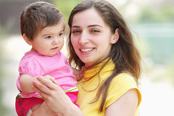 Image showing Smiling mother with child closeup