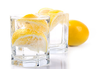 Image showing  soda water and lemon