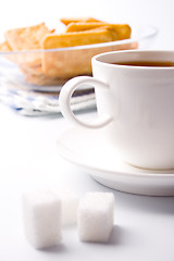 Image showing  tea, sugar and cookies