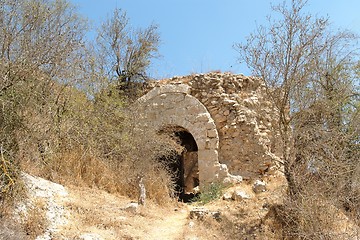 Image showing Ruin of the old stone house in Mediterranean landscape