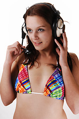 Image showing Young woman with earphones.