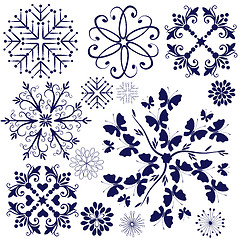 Image showing Collection violet snowflakes