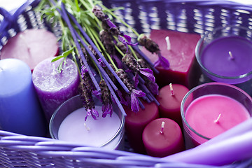 Image showing basket with candles