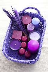 Image showing basket with candles