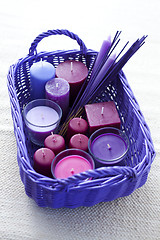 Image showing basket with candles