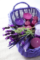 Image showing basket with candles