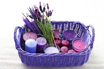 Image showing basket with candles