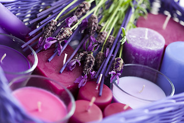 Image showing basket with candles