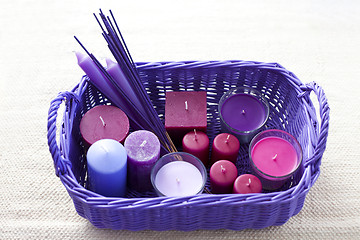 Image showing basket with candles