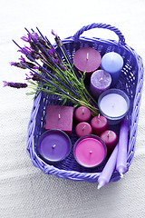 Image showing basket with candles