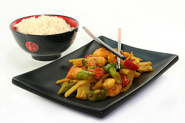 Image showing Rice with Asian shrimp