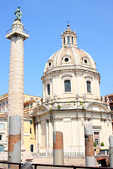 Image showing Traian column and Santa Maria di Loreto in Rome, Italy