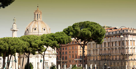 Image showing Traian column and Santa Maria di Loreto in Rome, Italy