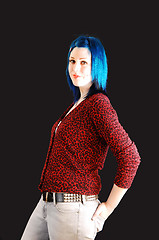 Image showing Lady with blue hair.