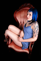 Image showing An lovely blue haired girl.