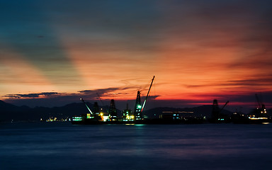 Image showing sunset at coast of the sea 