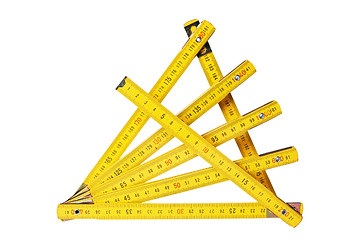Image showing Yellow collapsible ruler of the carpenter
