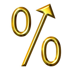 Image showing 3D Golden Percent Symbol with Integrated Arrow Directed Up