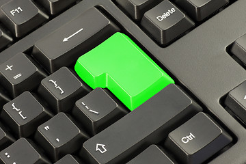 Image showing Keyboard with vivid  green button