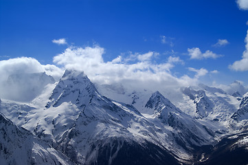 Image showing Beautiful mountains in clouds