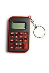 Image showing MIni red calculator isolated on white