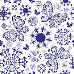 Image showing Seamless white-violet christmas wallpaper