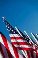 Image showing USA American flags in a row