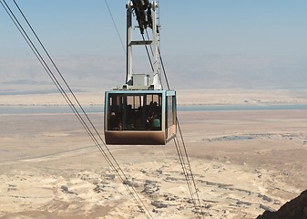 Image showing Aerial tramway or cable car over the desert