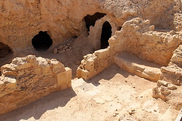 Image showing Ruins of ancient church in Masada fortress in Israel