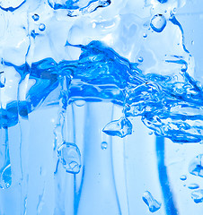 Image showing Sparks of blue water on a white background